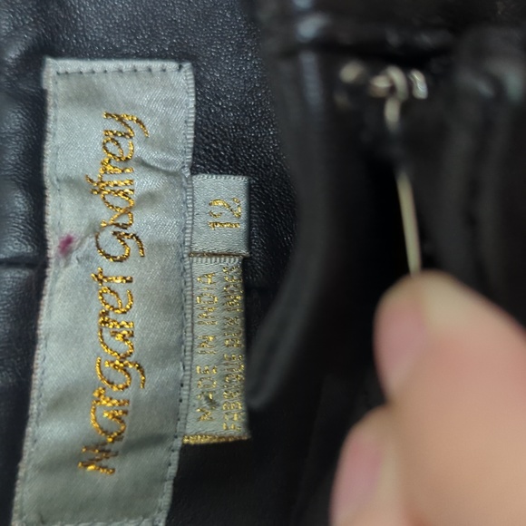 MARGARET GODFREY Black Leather Pants Size 12 - Picture 3 of 6